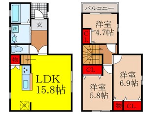 仮）ﾌｼﾞﾊﾟﾚｽ戸建賃貸豊島南7号地の物件間取画像